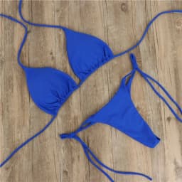 Fashion Solid Color Sexy G-string Thong Backless Split Bathing Suit Swimsuit Brazlian Swimwear Bikini Set