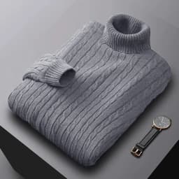 New Men's Turtleneck Sweater Solid Color High Neck Pullover Knitted Sweaters Casual Elastic Sweatwear Mens Fall Winter