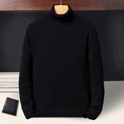New Men's Turtleneck Sweater Solid Color High Neck Pullover Knitted Sweaters Casual Elastic Sweatwear Mens Fall Winter