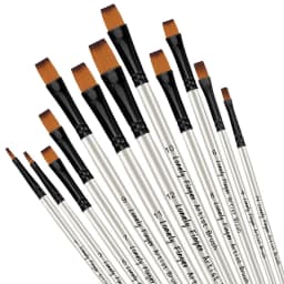 12/48pcs Artist Paint Brushes Set For Oil Acrylic Flat Tip Kit Paint Brushes For Nylon Paint Brushes Artist Watercolor Painting