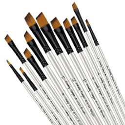 12/48pcs Artist Paint Brushes Set For Oil Acrylic Flat Tip Kit Paint Brushes For Nylon Paint Brushes Artist Watercolor Painting