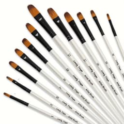 12/48pcs Artist Paint Brushes Set For Oil Acrylic Flat Tip Kit Paint Brushes For Nylon Paint Brushes Artist Watercolor Painting