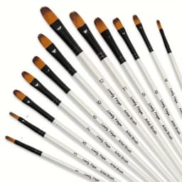 12/48pcs Artist Paint Brushes Set For Oil Acrylic Flat Tip Kit Paint Brushes For Nylon Paint Brushes Artist Watercolor Painting