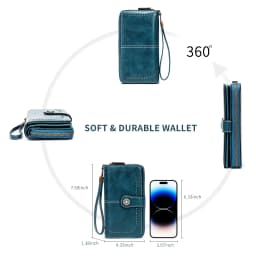 Rfid Anti-Theft Wallet for Men and Women, European and American Retro Leather Long Wallet Clutch, Oil-Waxed Leather Hollow-Out Multi-Card Slot Wallet, Large Capacity Zipper 70% off Clutch Bag, Card Holder Coin Purse Wallet Handbag