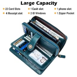 Rfid Anti-Theft Wallet for Men and Women, European and American Retro Leather Long Wallet Clutch, Oil-Waxed Leather Hollow-Out Multi-Card Slot Wallet, Large Capacity Zipper 70% off Clutch Bag, Card Holder Coin Purse Wallet Handbag