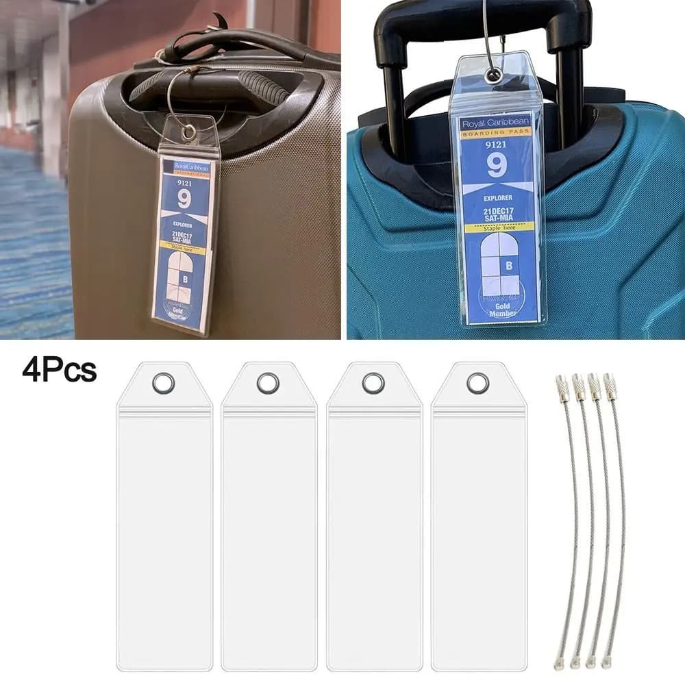 Cruise Luggage Suitcase Tag Label Holder Zip Seal Steel Loops For Travel