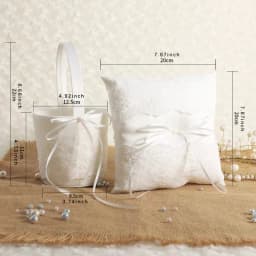 1PC Flower Girl Basket for Wedding ,Parties and Home Decor Wedding Ring Pillow, Pearl Lace Decoration Ivory Ring Bearer Pillow