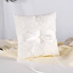 1PC Flower Girl Basket for Wedding ,Parties and Home Decor Wedding Ring Pillow, Pearl Lace Decoration Ivory Ring Bearer Pillow