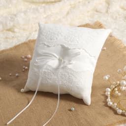 1PC Flower Girl Basket for Wedding ,Parties and Home Decor Wedding Ring Pillow, Pearl Lace Decoration Ivory Ring Bearer Pillow