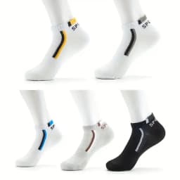 5 Pairs Men Short Socks With Fashionable Versatile Stripes That Absorb Sweat Are Breathable Soft Comfortable Casual Ankle Socks