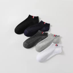 5 Pairs Men Short Socks With Fashionable Versatile Stripes That Absorb Sweat Are Breathable Soft Comfortable Casual Ankle Socks