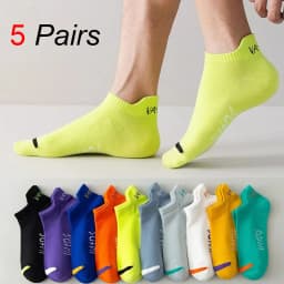5 Pairs Men Short Socks With Fashionable Versatile Stripes That Absorb Sweat Are Breathable Soft Comfortable Casual Ankle Socks