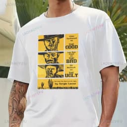 Fashion Men Clothing The Good The Bad and Ugly Print T Shirt for Male Il Buono Brutto Cattivo Tops Summer Commuter Casual Tees