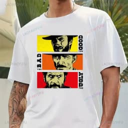 Fashion Men Clothing The Good The Bad and Ugly Print T Shirt for Male Il Buono Brutto Cattivo Tops Summer Commuter Casual Tees