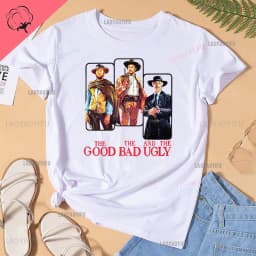 Fashion Men Clothing The Good The Bad and Ugly Print T Shirt for Male Il Buono Brutto Cattivo Tops Summer Commuter Casual Tees