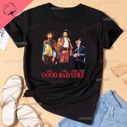 Fashion Men Clothing The Good The Bad and Ugly Print T Shirt for Male Il Buono Brutto Cattivo Tops Summer Commuter Casual Tees