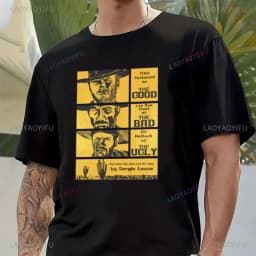Fashion Men Clothing The Good The Bad and Ugly Print T Shirt for Male Il Buono Brutto Cattivo Tops Summer Commuter Casual Tees
