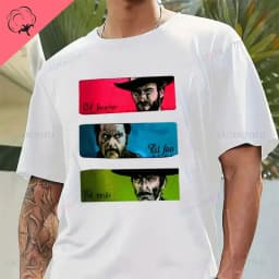 Fashion Men Clothing The Good The Bad and Ugly Print T Shirt for Male Il Buono Brutto Cattivo Tops Summer Commuter Casual Tees
