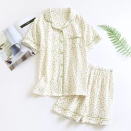 New Summer Women's Cotton Crepe Three-piece Short Sleeve + Shorts + Trousers Large Size Simple Flower Pajamas Home Service Suit