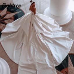 Eightree Elegant Wedding Dresses 2027 Pearls Modern Bridal Beach Boho Dress Sweep Train A-Line Satin Wedding Ball Gown Plus Size