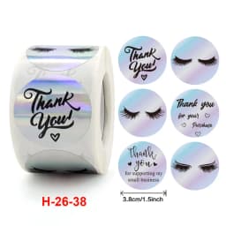 100-500 Pcs 1.5inch/3.8cm Round Laser English Thank You Gift Seal Sealing Stickers with Waterproof Wedding Holiday Label