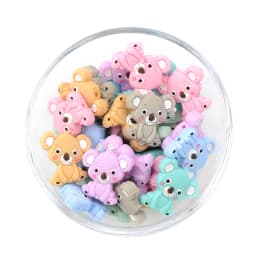 LOFCA 5pc Silicone Animal Beads Panda Food Grade DIY Toy Koala Baby Teething Beads BPA Free Pacifier Chain Accessories