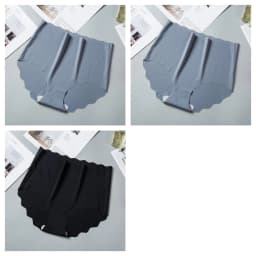 3Pcs/Set Women Ice Silk Panties Wavy Trim Seamless Underwear High Waist Panty No Show Briefs Invisible Ladies Lingerie M-XXL