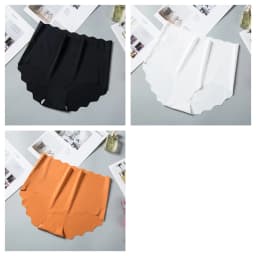 3Pcs/Set Women Ice Silk Panties Wavy Trim Seamless Underwear High Waist Panty No Show Briefs Invisible Ladies Lingerie M-XXL