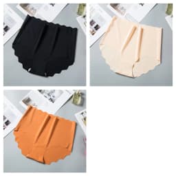 3Pcs/Set Women Ice Silk Panties Wavy Trim Seamless Underwear High Waist Panty No Show Briefs Invisible Ladies Lingerie M-XXL