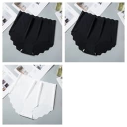 3Pcs/Set Women Ice Silk Panties Wavy Trim Seamless Underwear High Waist Panty No Show Briefs Invisible Ladies Lingerie M-XXL