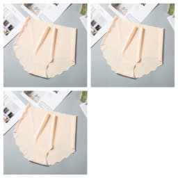 3Pcs/Set Women Ice Silk Panties Wavy Trim Seamless Underwear High Waist Panty No Show Briefs Invisible Ladies Lingerie M-XXL