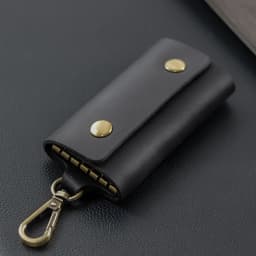 Handmade Genuine Leather Key Holder - Men's Organizer Pouch with Card Slot, Housekeeper Key Case & Wallet (Gift Ready)