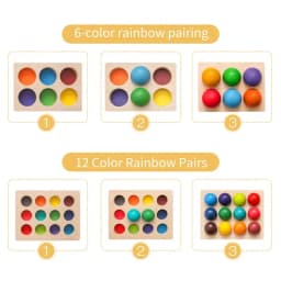 Wooden Montessori Toys for Kids Early Education Preschool Toy Rainbow Ball Matching Sensory Game Color Cognitive Sorting Board