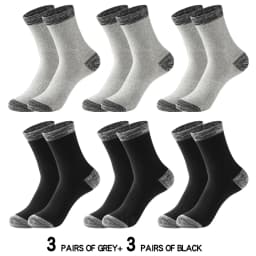 6 Pair Winter Men Socks Cotton Black Leisure Business Long Socks Walking Running Hiking Thermal Socks For Male Plus Size 38-48