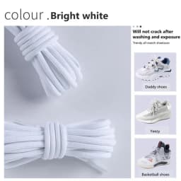 1 Pair New Round Shoe Laces for Sneakers Yezy 350 Original Shoelaces for Shoes Polyester Solid Off White Laces Sport Shoestrings