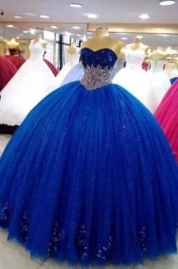 vestidos de fiesta Sweet 16 Quinceanera Dresses D14 2020 Crystal Beaded Royal Blue Ball Gown Prom Dress vestidos de xv años