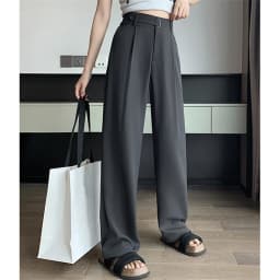 Seoulish Summer Women's Casual Pants Wide Leg Pants Elegant Office Lady 2024 New Solid Color High Waist Loose Trousers Female