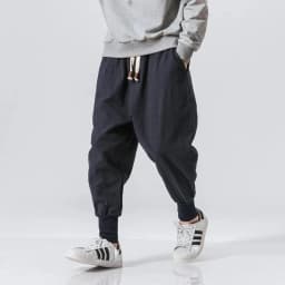 Cotton Harem Pants Men Streetwear Joggers New Baggy Drop-crotch Pants Casual Trousers Men Sweatpants