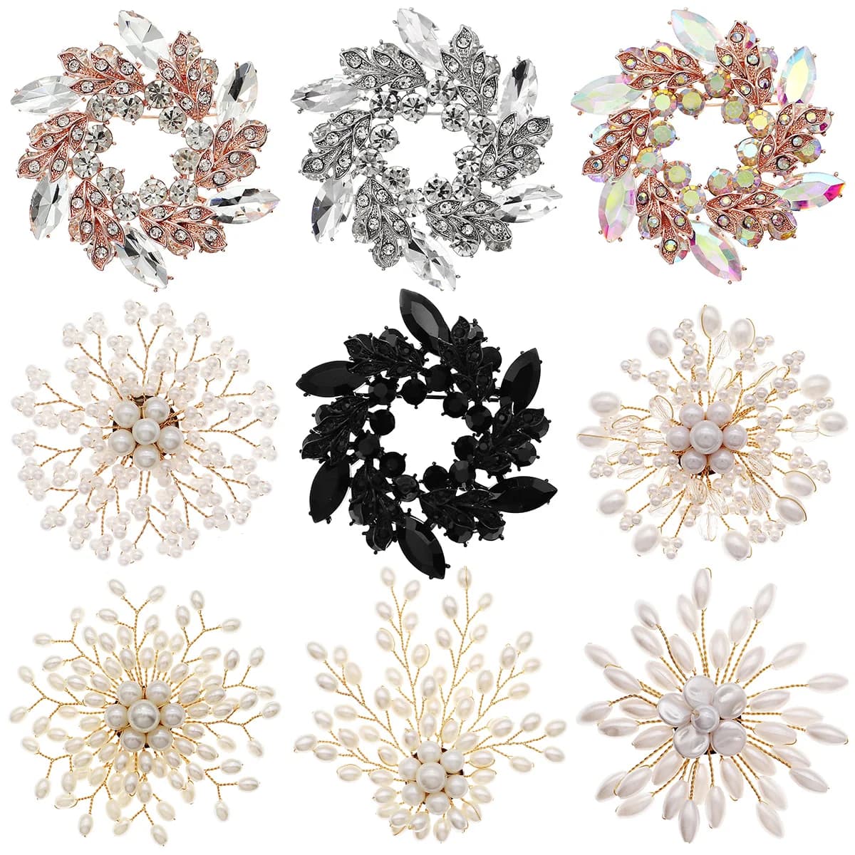 Pearl Brooch Pin Snowflake High-end Silk Scarf Buckle Luxury Exquisite Ladies Clothing Accessories Dress Skirt Jewelry