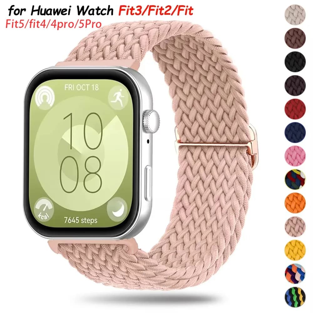 Nylon Braided Strap for Huawei Watch Fit3 Fit2 Fit5 4 Solo Loop Band for Huawei Watch Fit 3 2 1 Smartwatch Woven Sport Bracelet