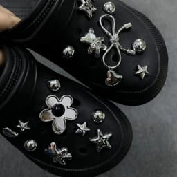 18pcs Detachable Diamond-Encrusted Electroplated Bear Shoe Accessories, Suitable For Clogs, Beach Shoes And Sandals