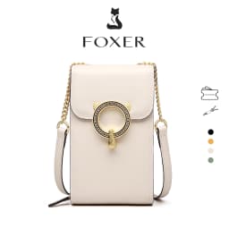 FOXER Fashion Split Leather Cellphone Bag Women's Shoulder Bag Light Luxury Female Crossbody Bag Mini Phone Travel Bag for Girl