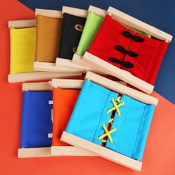 Kids Toy Montessori Baby Dressing Frame Practical Life Teaching Learning Educational Preschool Training Solid Wood with Cloth