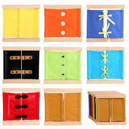 Kids Toy Montessori Baby Dressing Frame Practical Life Teaching Learning Educational Preschool Training Solid Wood with Cloth