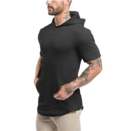 2020 Mens Summer tshirt Casual Solid Loose Hooded Tops Tees Shirts Male New Sportswear Hoodie Short Sleeve T-shirt Clothing