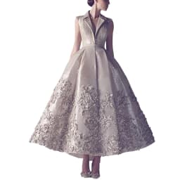 235 Fashion New In Silver V-Neck Natural A-line Women Prom Gowns/Formal Evening Dresses/Bridal Engagement Skirt Customized