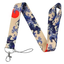 ER511 Blue Waves Painting Art Buckle Lanyard Credit Card ID Holder Bag Student Travel Bank Bus Business Card Cover Badge