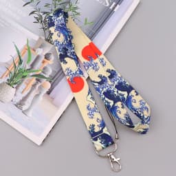 ER511 Blue Waves Painting Art Buckle Lanyard Credit Card ID Holder Bag Student Travel Bank Bus Business Card Cover Badge