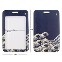 ER511 Blue Waves Painting Art Buckle Lanyard Credit Card ID Holder Bag Student Travel Bank Bus Business Card Cover Badge