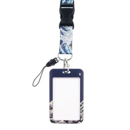 ER511 Blue Waves Painting Art Buckle Lanyard Credit Card ID Holder Bag Student Travel Bank Bus Business Card Cover Badge